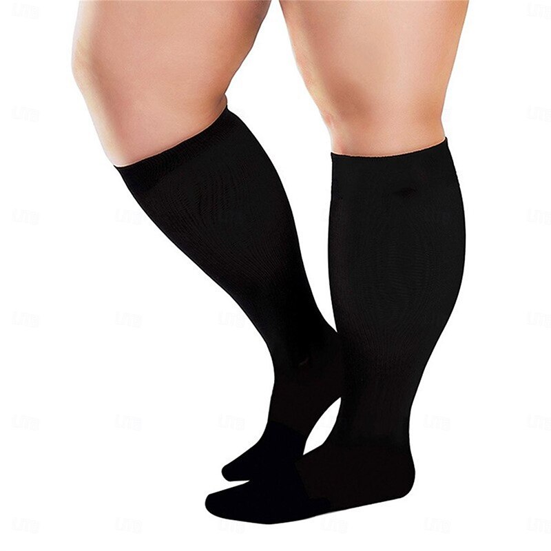 3 Pairs Plus Size Compression Socks for Women & Men, 15-20mmHg Extra Wide Calf Knee High Stockings for Circulation Support2