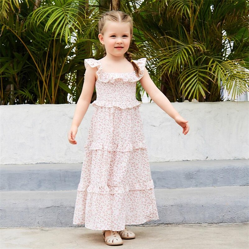 Mommy and Me Dresses Graphic Home Pink Sleeveless Knee-length Mommy And Me Outfits Daily Matching Outfits3