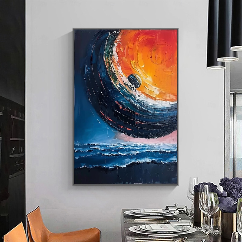 Handmade Oil Painting Canvas Wall Art Decor Original Colorful Starry Sky Painting Abstract Night Scene Painting Home Decor With Stretched Frame Without Inner Frame Painting