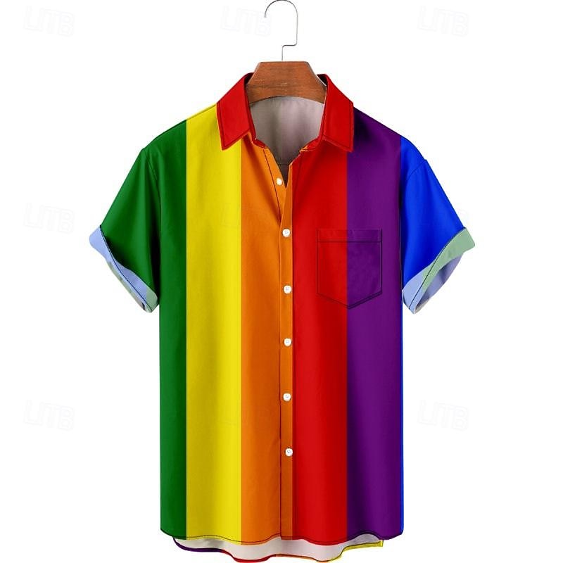 LGBT LGBTQ Rainbow Flag Blouse / Shirt Rainbow Graphic For Men's Adults' Masquerade 3D Print Pride Parade Pride Month3