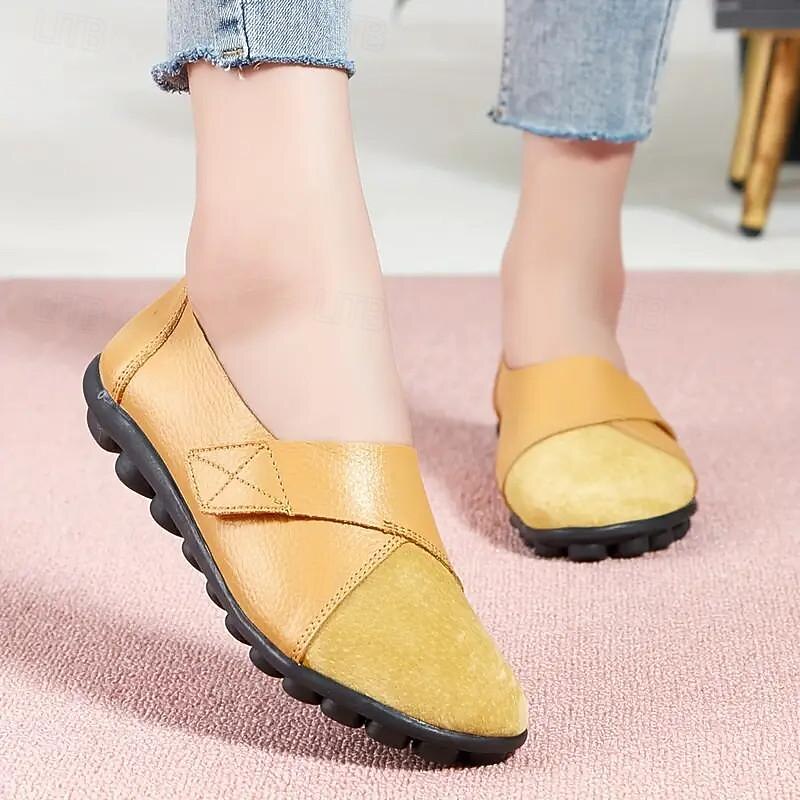 Women's Slip-on Loafers Round Toe Comfy Flat Shoes Casual Faux Leather Flats4