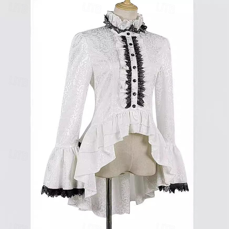 Rococo Victorian Medieval Blouse / Shirt Goth Girl Gentlewoman Lace Ruffle Fancy Dress Women's Royal Steampunk Halloween Carnival Masquerade Daily Wear Adults' Blouses2