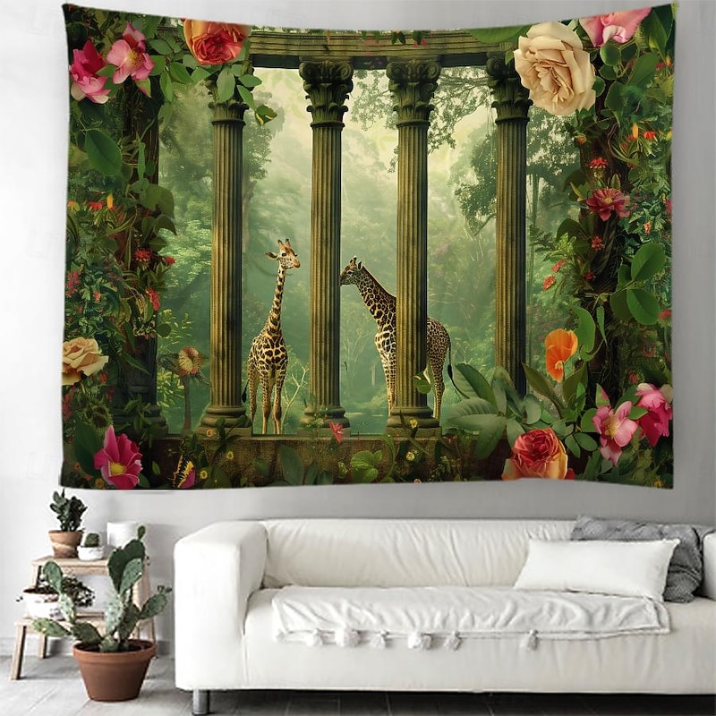 Tropical Forest Leopard Hanging Tapestry Wall Art Large Tapestry Mural Decor Photograph Backdrop Blanket Curtain Home Bedroom Living Room Decoration2
