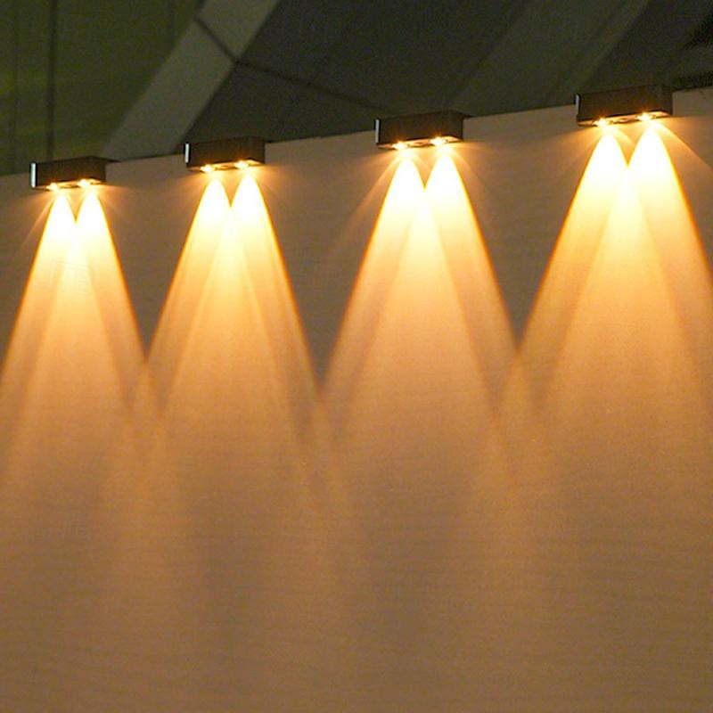 Solar LED Wall Light Super Bright Outdoor IP65 Waterproof Garden Light Yard Layout Wall Lamp Household Courtyard Atmosphere Wall Washing Light 1/2/4PCS3