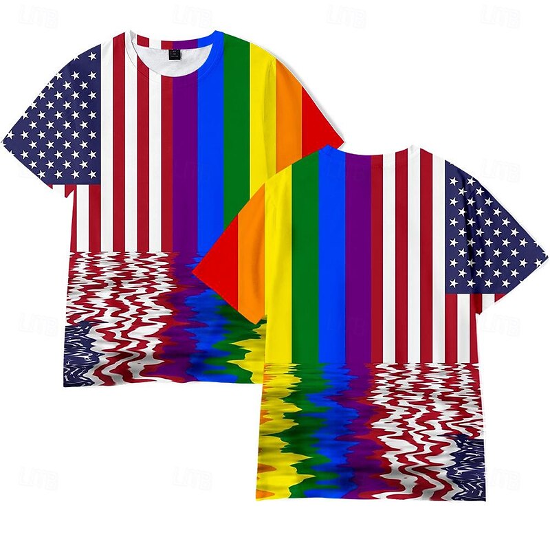 LGBT LGBTQ Rainbow Flag T-shirt Rainbow Graphic For Men's Adults' Carnival Masquerade 3D Print Pride Parade Pride Month4