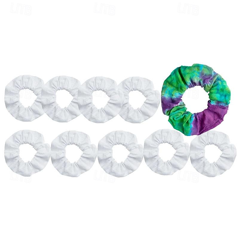 10 Piece Set of White Headbands Used for Tie Dyeing Party Supplies White Cotton Hair Elastic Ponytail Stabilizer for Women's Headbands