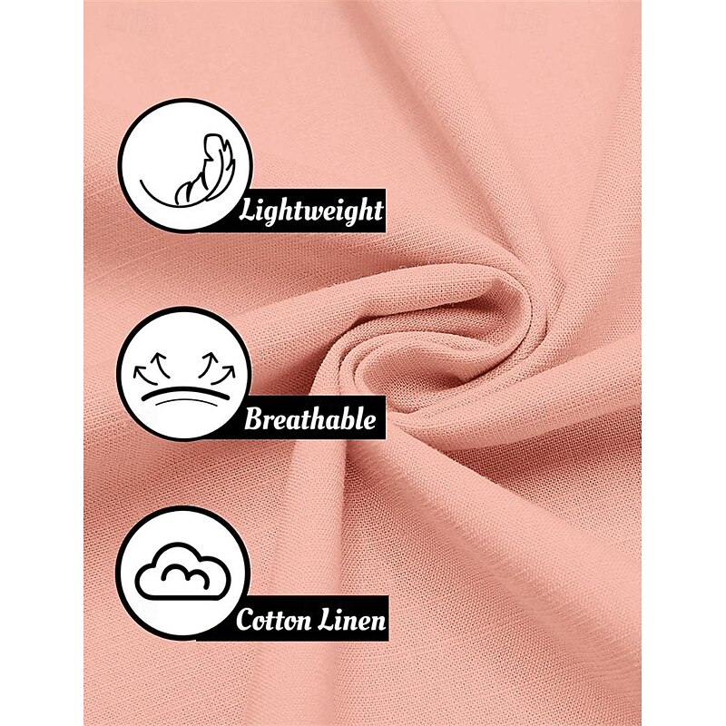 Men's Shirt Linen Shirt Popover Shirt Summer Shirt Beach Wear Band Collar Shirt Plain Vacation Casual Black White Pink Green Short Sleeve Henley Summer Clothing Apparel3