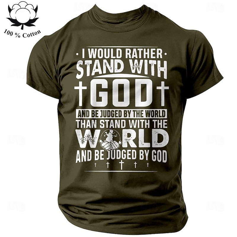 Men's Faith Graphic T-Shirt - Stand with God Christian Religious Tee | Spiritual Lifestyle Apparel, 100% Cotton Short Sleeve2