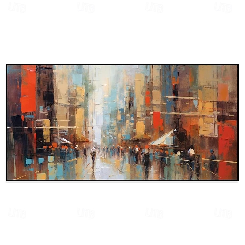 Handmade Oil Painting Canvas Wall Art Decoration Modern Abstract Architectural Streetscape for Home Living Room Decor Rolled Frameless Unstretched Painting4