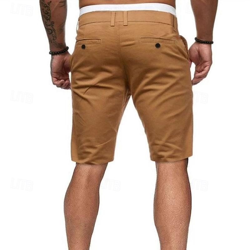 Men's Summer Shorts Work Shorts Casual Shorts Buttons Pocket Plain Comfort Knee Length Formal Party Work Fashion Classic Style Black White Micro-elastic3