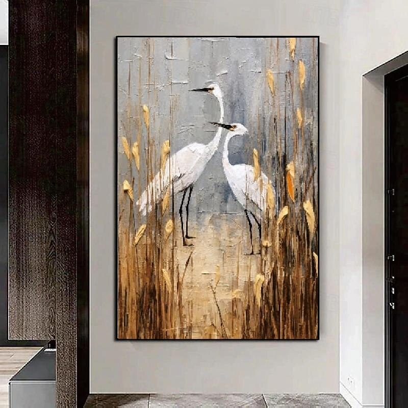 Storks painting 100% Hand Painted animal Textured Painting Abstract Oil Painting Acrylic Painting Wall Decor Living Room Office Wall Art painting4