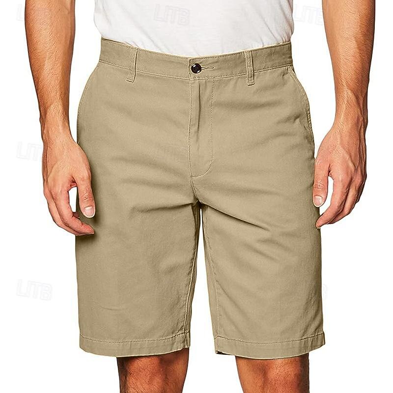 Men's Cargo Shorts Shorts Work Shorts Button Pocket Plain Wearable Knee Length Outdoor Daily Fashion Classic Black White4