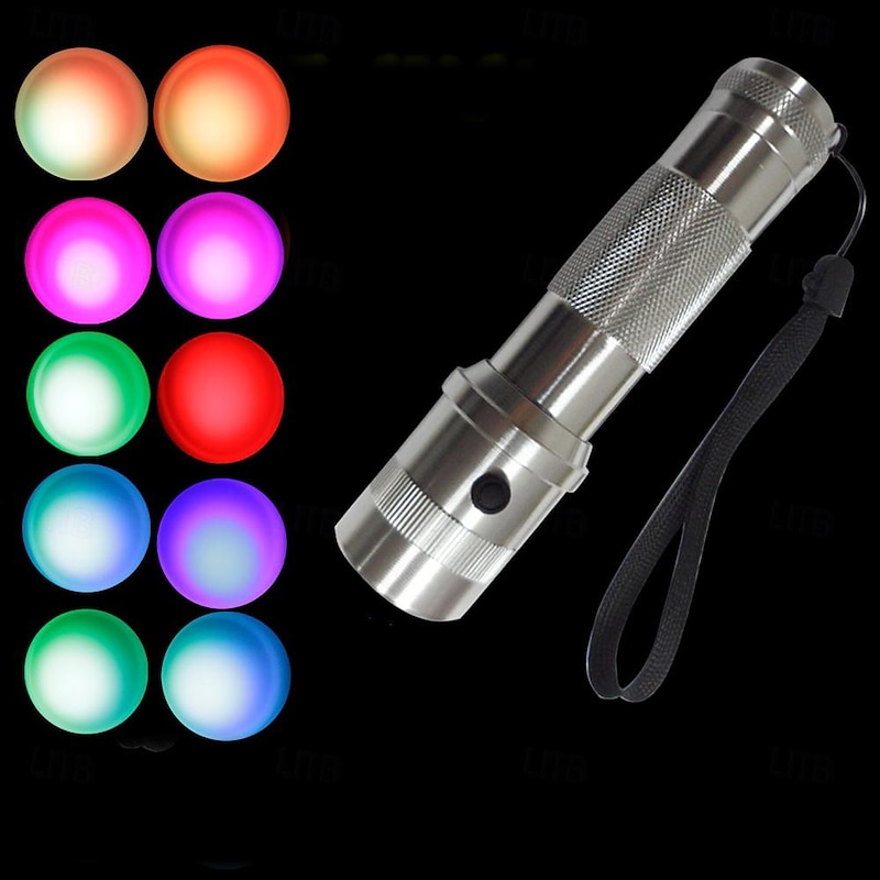 RGB LED Flashlight Color Changing Lamp Torch 10 Colors Light LED Flashlight Emergency Handheld Flashlight for Outdoor Camping3