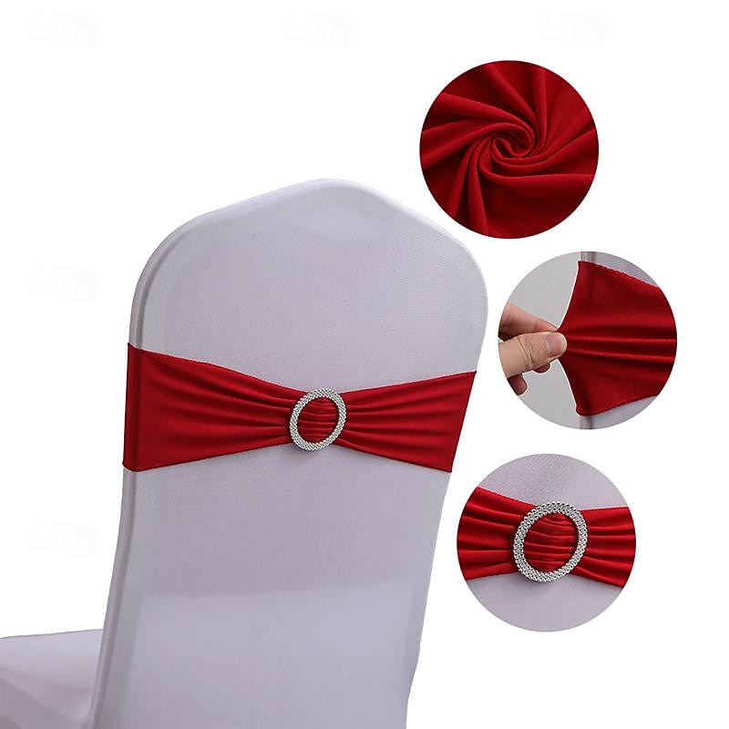 10 PCS Hotel Wedding Banquet Chair Back Cover Decoration Without Tying Bow Chair Back Flower Chair Cover Chair Fabric Elastic Strap2