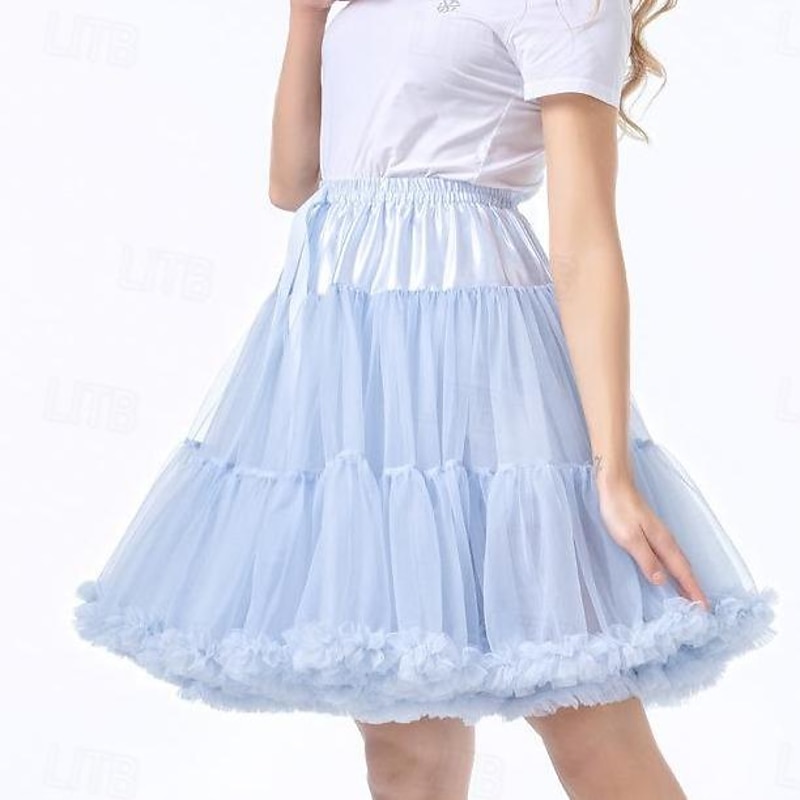 Retro Vintage 1950s Petticoat Hoop Skirt Tutu Under Skirt Tulle Skirt Princess Women's 15.7''/ 21.7'' Halloween Party / Evening Skirts