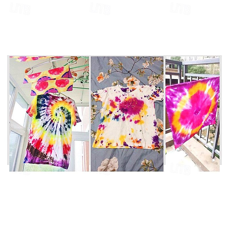 Tie Dyed T-Shirt Pure Cotton White Short Sleeved Wax Dyed White Embryo Clothing Handmade Activity Hand Drawn Painted Graffiti2