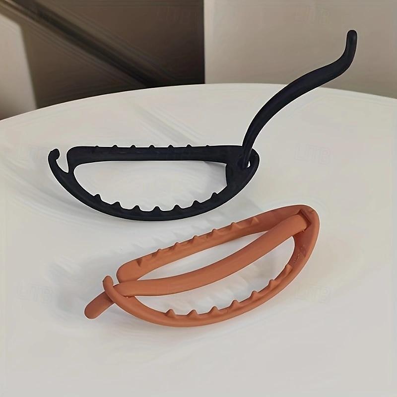 Chic Matte Monochrome Hollow Out Hairpin - Stylish Banana Clip for Secure Back Head Hair Styling - Frosty Finish Womens Hair Accessory2