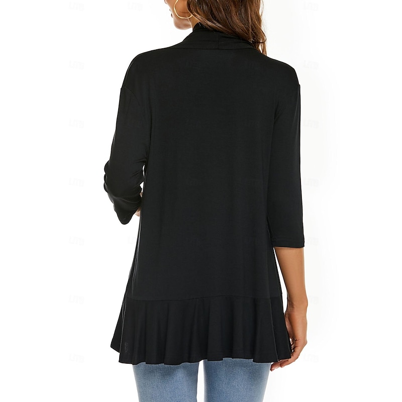 Shawls Women's Wrap Shrug Elegant Bridal 3/4 Length Sleeve Polyester Wedding Wraps With Pure Color For Party Spring & Summer4