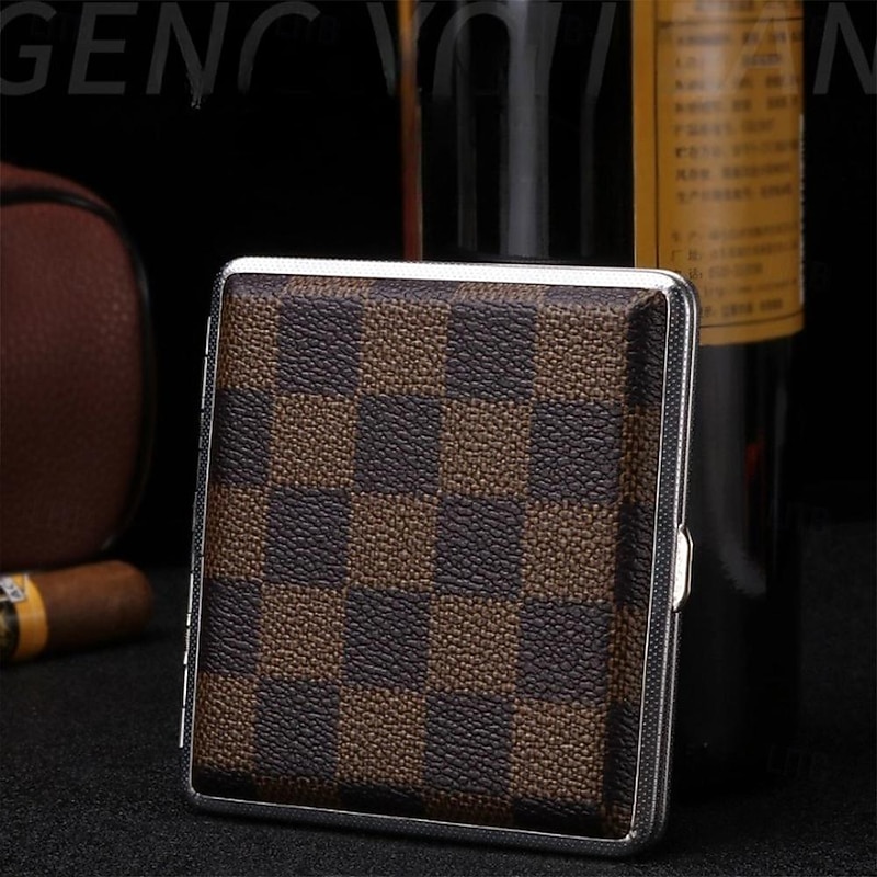 Leather Cigarette Case with Elastic Strap, Metal Frame, Holds 20 Cigarettes, Protective Holder for Hand-Rolled Cigarettes3