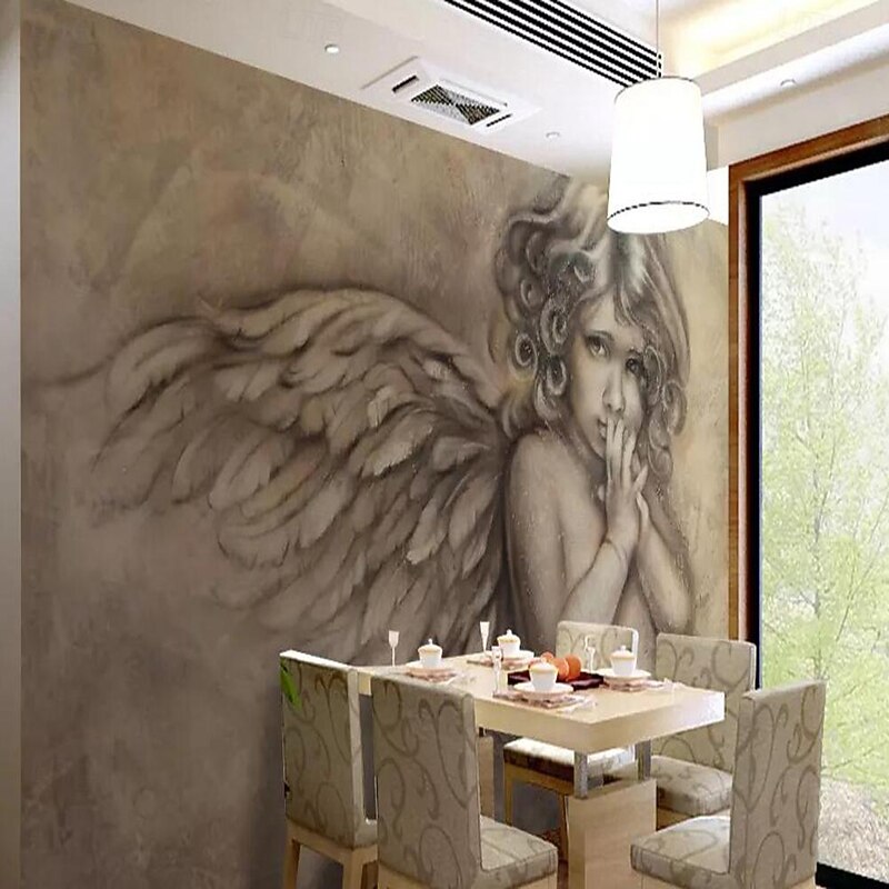 Cool Wallpapers Wall Mural Vintage Angel 3D Wallpaper Wall Sticker Covering Print Adhesive Required 3D Effect Canvas Home Décor4