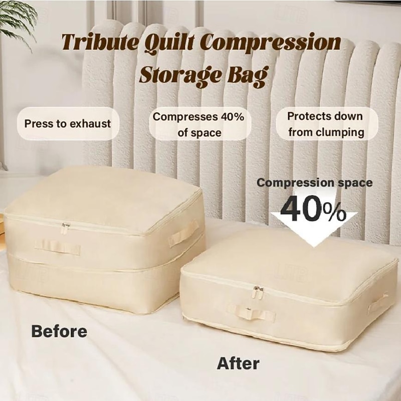 Comforter Storage Bags Ultra Space Saving Self Compression Organizer, Storage Bags for Blankets,Comforters, ClothesHeavy Duty Moving Bags, Storage Tote for Space Saving3