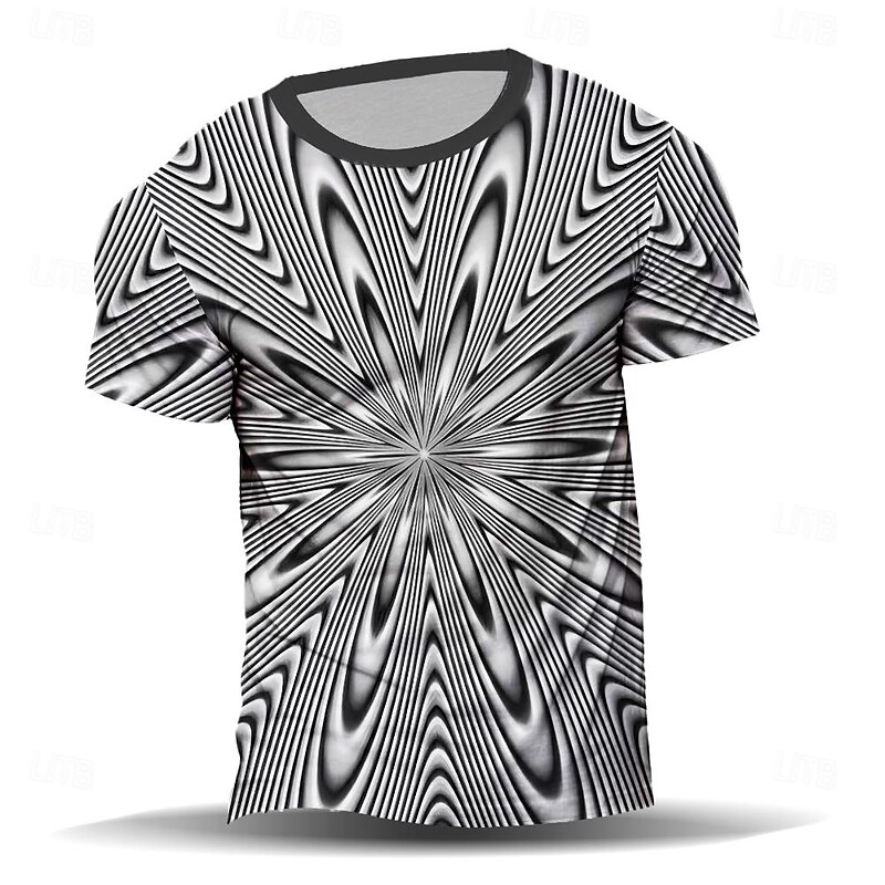 Men's Graphic Geometric Stripe T Shirt T shirt 3D Print Crew Neck Shirt Fashion Abstract Athleisure Street Sports Outdoor Black Blue Summer Spring Clothing Apparel S M L XL XXL XXXL4
