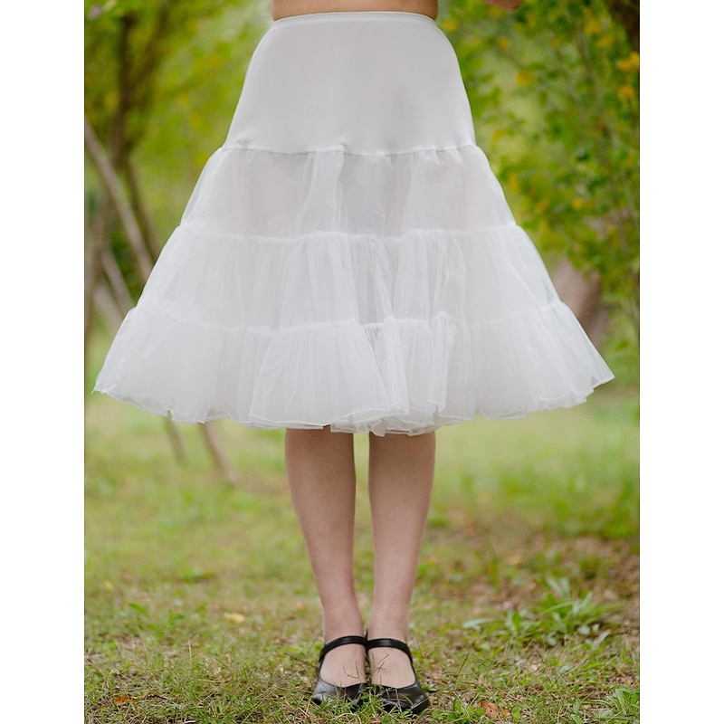 Petticoat Princess Lolita 1950s Knee Length Petticoat Hoop Skirt Tutu Under Skirt Solid Colored Fancy Dress Women's Bachelorette Party Petticoat2