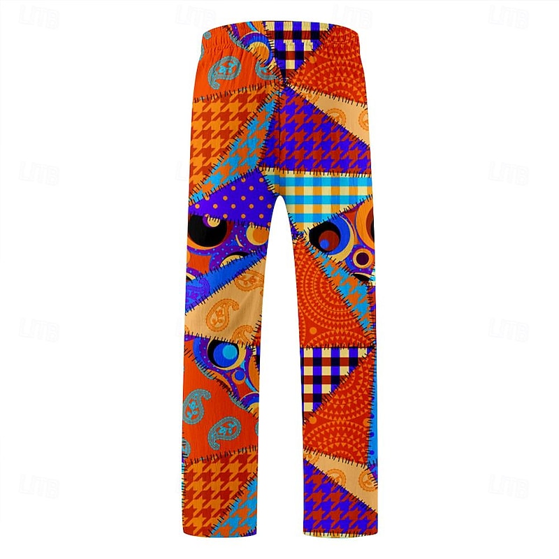 Men's Pants Trousers Graphic Outdoor Holiday Hawaiian Red Inelastic2