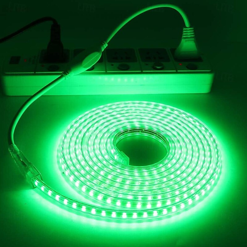 LED Outdoor Strip Light AC220V Waterproof IP67 Light Strip EU Plug Flexible Rope Light 5050 60 LED/M High Brightness Suitable for Indoor and Outdoor Commercial Lighting Decoration Including Installat3