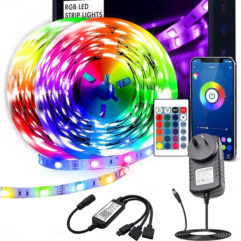 LED Strip Light Kit 16.4-65.6 ft Intelligent Bluetooth   APP Controlled RGB Music Synchronized Color Changing with Timed DIY Bedroom Decoration for Holiday Party Bedroom Children's Room Decoration3