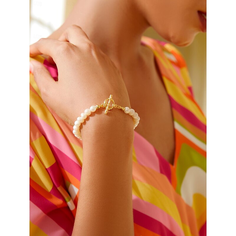 Women's Chain Bracelet Gold Brass Pearl Elegant Fashion