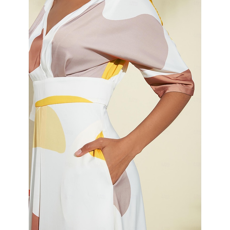 Satin Pocket Floral V Neck Maxi Dress3