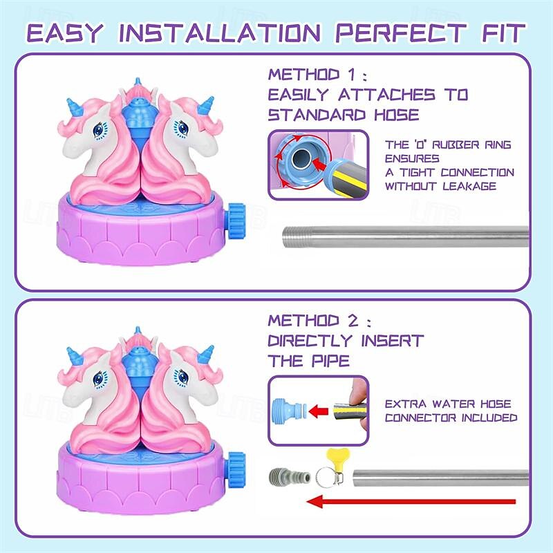 Unicorn Sprinkler for Kids Outdoor Toys for Toddlers 2-4 3-5 With Roating Spray Attaches to Garden Hose Summer Outside Activities Backyard Game Splashing Fun Toys for 5 6 7 8 Year Old Girls Boys Gift2