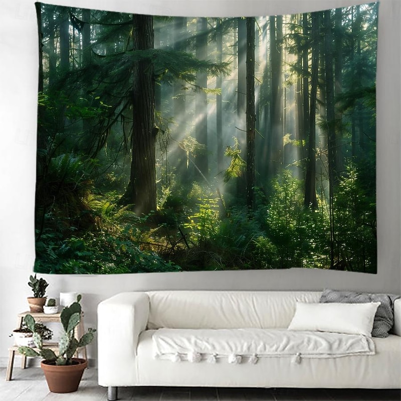 Forest Landscape Beam Hanging Tapestry Wall Art Large Tapestry Mural Decor Photograph Backdrop Blanket Curtain Home Bedroom Living Room Decoration 14