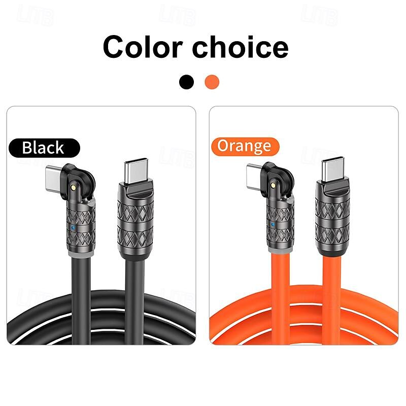 180 Degree Rotating Data Cable 100W Super Fast Charge for Apple Android Huawei Thick Passenger Charging Cable3