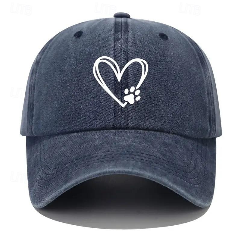 Women's Unisex Baseball Cap Heart Paw Print Curved Brim Adjustable Casual Hat Outdoor Everyday Wear Animal Lovers One Size Fits Most3