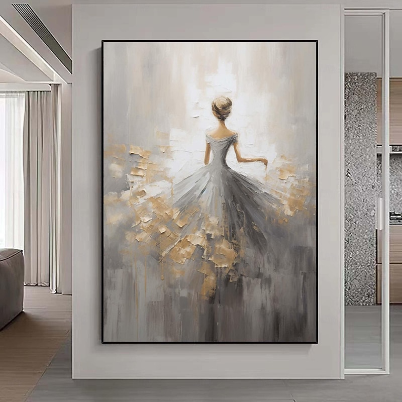 Abstract Textured Ballerina oil painting hand painted Figurative Dancing girl wall art Extra large painting Impressionism firl home Decorative wall art Oil painting