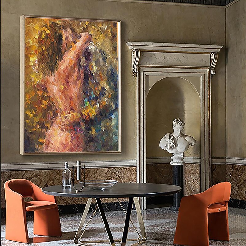 Handmade Oil Painting Canvas Wall Art Decoration Figure Abstract Knife Draw Hug Naked Couple for Home Decor Rolled Frameless Unstretched Painting2