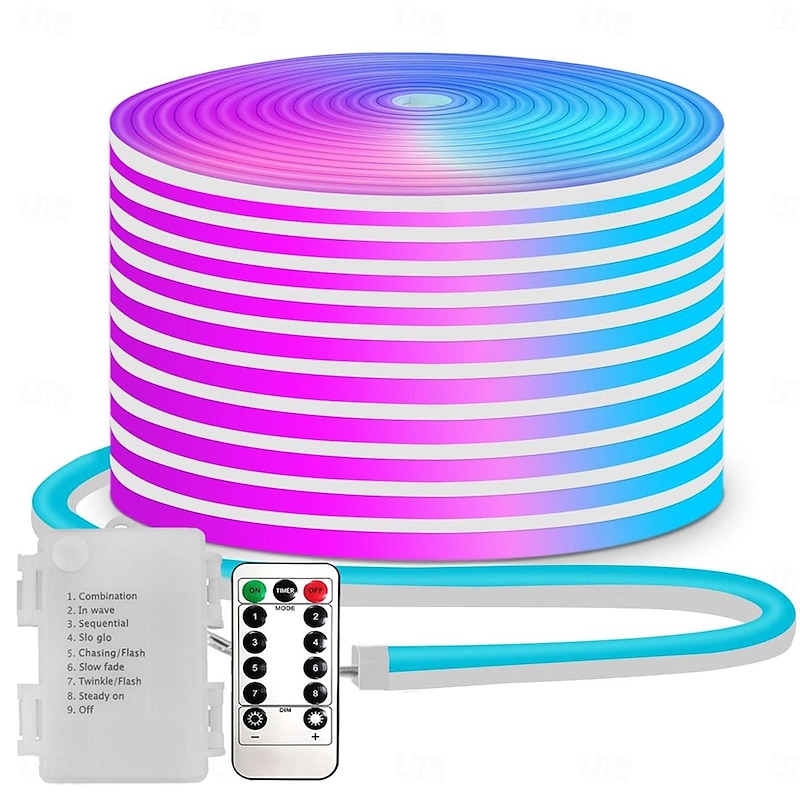 5V Waterproof LED Neon Light Strip with 13key Remote Control Timer 3.3-9.8FT Waterproof Pool Strip Box Power Supply Suitable for Outdoor Activities Parties Camping Courtyard Decoration Lndoor Car Atmosphere