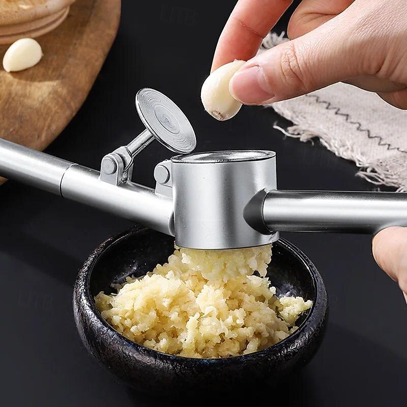 Stainless Steel Garlic Press Hand Garlic Masher Food Crusher Ginger Mud Squeezer Vegetables Chopping Cutter Kitchen Tools