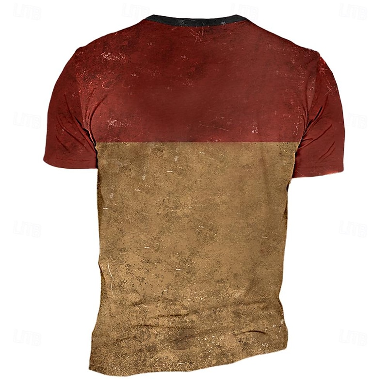 Men's Letter Motorcycle T Shirt Short Sleeve T shirt 3D Print Crew Neck Shirt Fashion Retro Vintage Athleisure Street Sports Outdoor Brown Summer Spring Clothing Apparel S M L XL XXL XXXL2