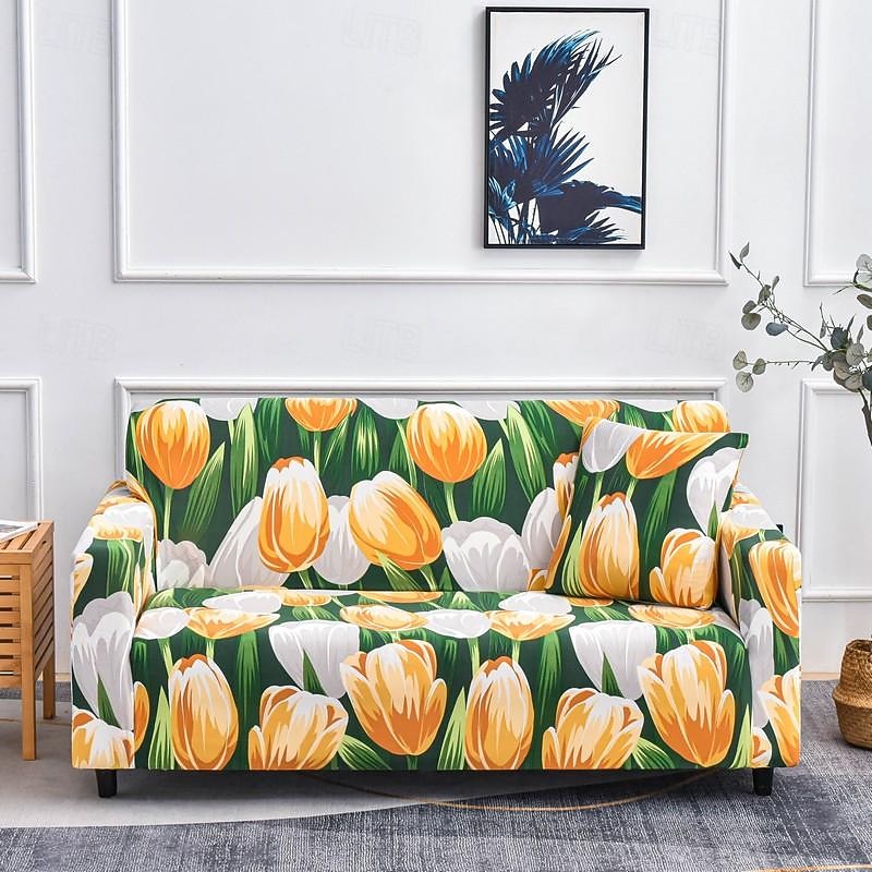 Sofa Cover Elastic Sofa Slipcover Geometric Floral Series Printed Pattern Furniture Protector L-Shaped for Bedroom Office Living Room Home Decor 6