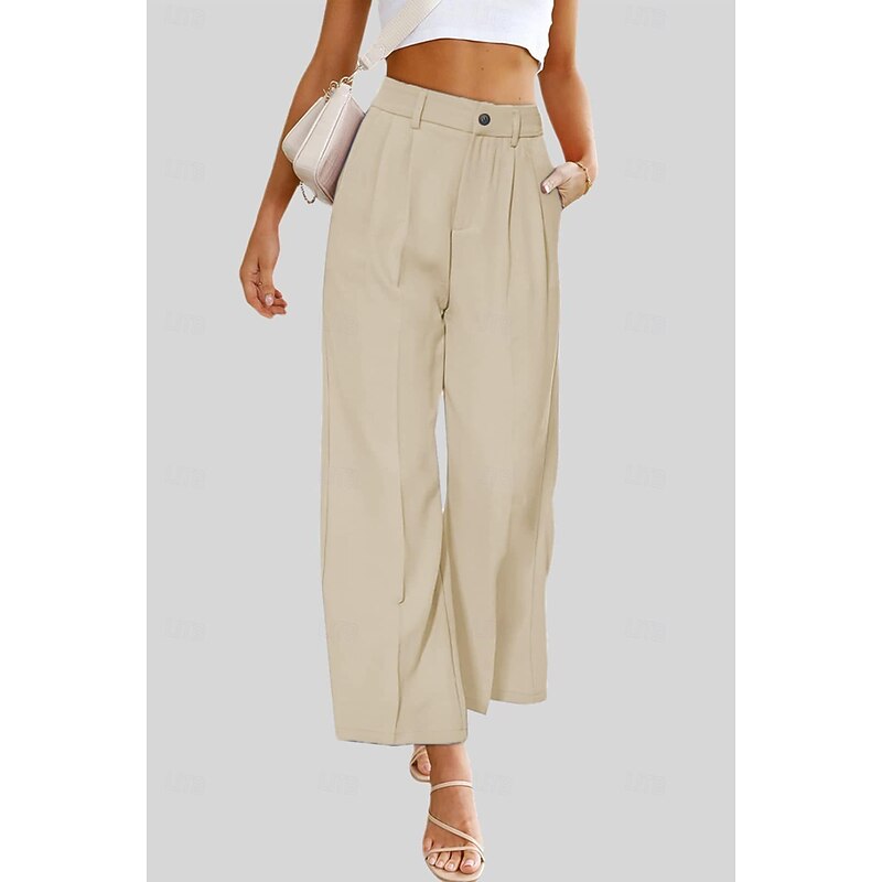Women's Dress Pants Fashion Long Plain Side Pockets Breathability Comfortable Micro-elastic Casual Daily Pink Blue Brown Beige Summer Regular Fit3