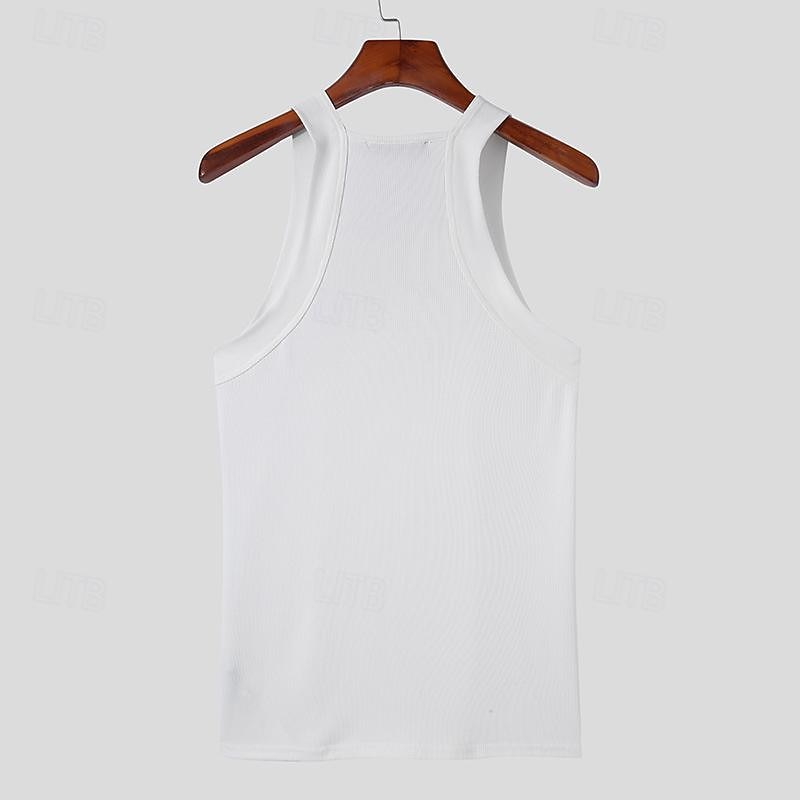 Men's Tank Top Vest Top Undershirt Muscle Shirt Sleeveless Square Summer Plain Fashion Streetwear Bodybuilding Fitness Sports & Outdoor Athleisure Black White Pink Top Tee for Men3