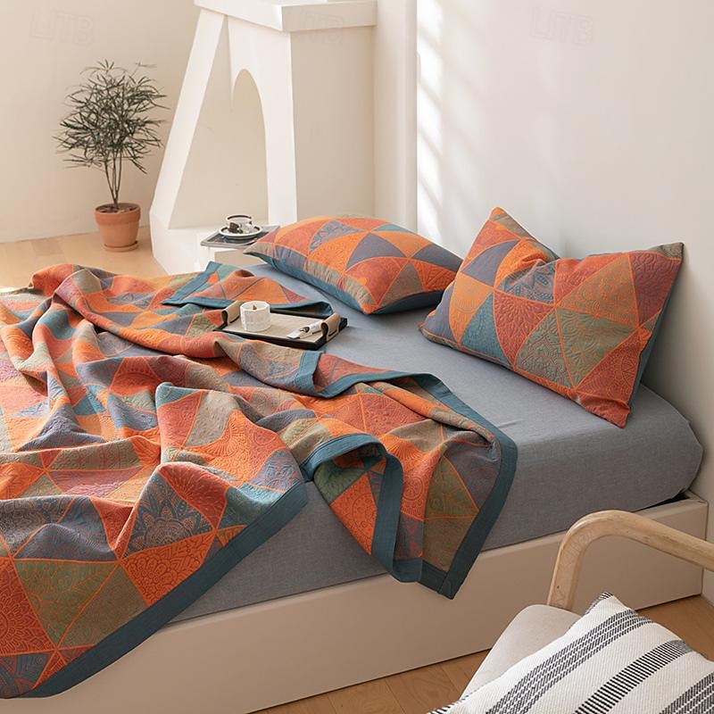 Summer Air-con Blanket 100% Cotton 3-layer Gauze Multifunctional Gauze Air Conditioning Blanket Bed Cover2