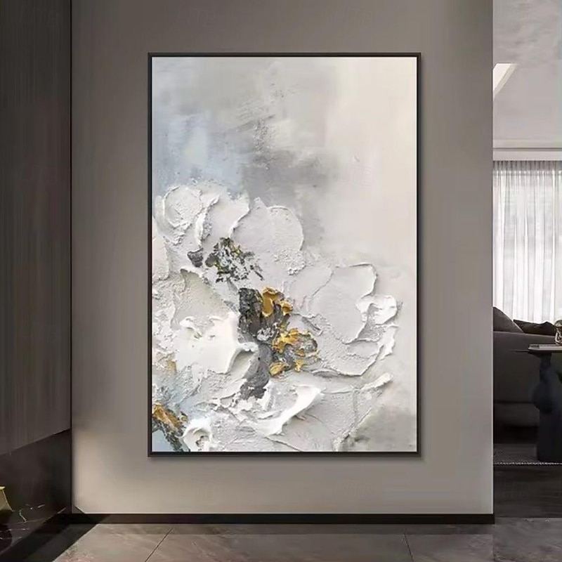 Handmade Oil Paintings Canvas Wall Art Decoration Wabi-Sabi Style Simple Abstract Flowers for Home Decor Rolled Frameless Unstretched Painting4