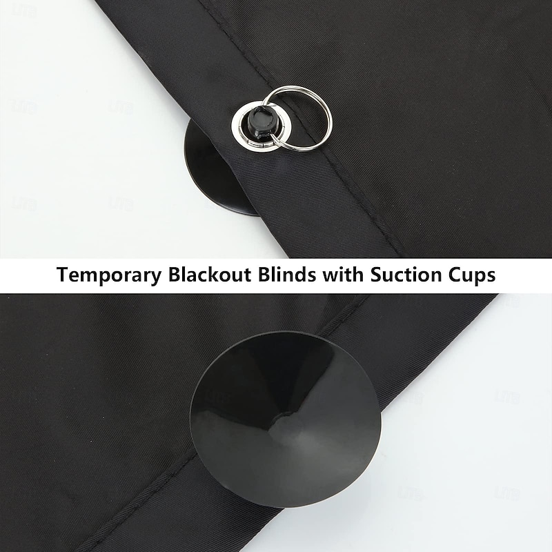 Portable Blackout Curtains Travel Blinds with Suction Cups Adjustable Shades Thermal Insulated Drapes for Window Storage Room Bathroom and Basement Black4