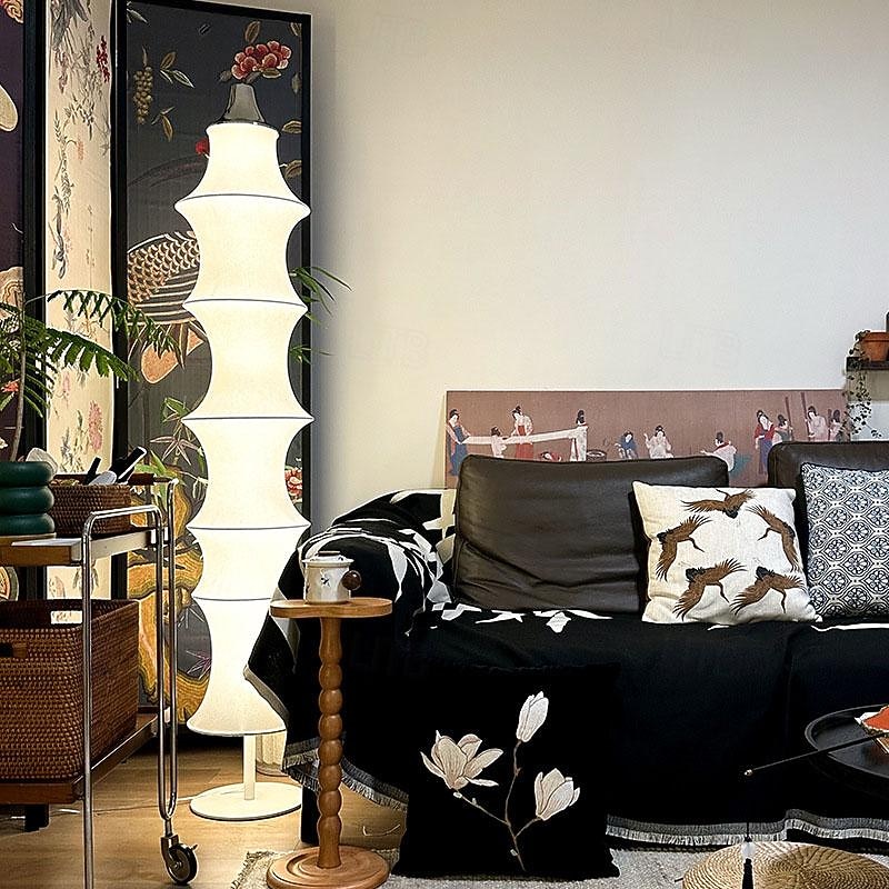 LED Standing Lamps 3-Color Light Creative Foldable Floor Lamp Shade Decorative Farbic Silk Living Room Bedroom Study Bedside Decorative Paper Lamp Shade 110-240V4