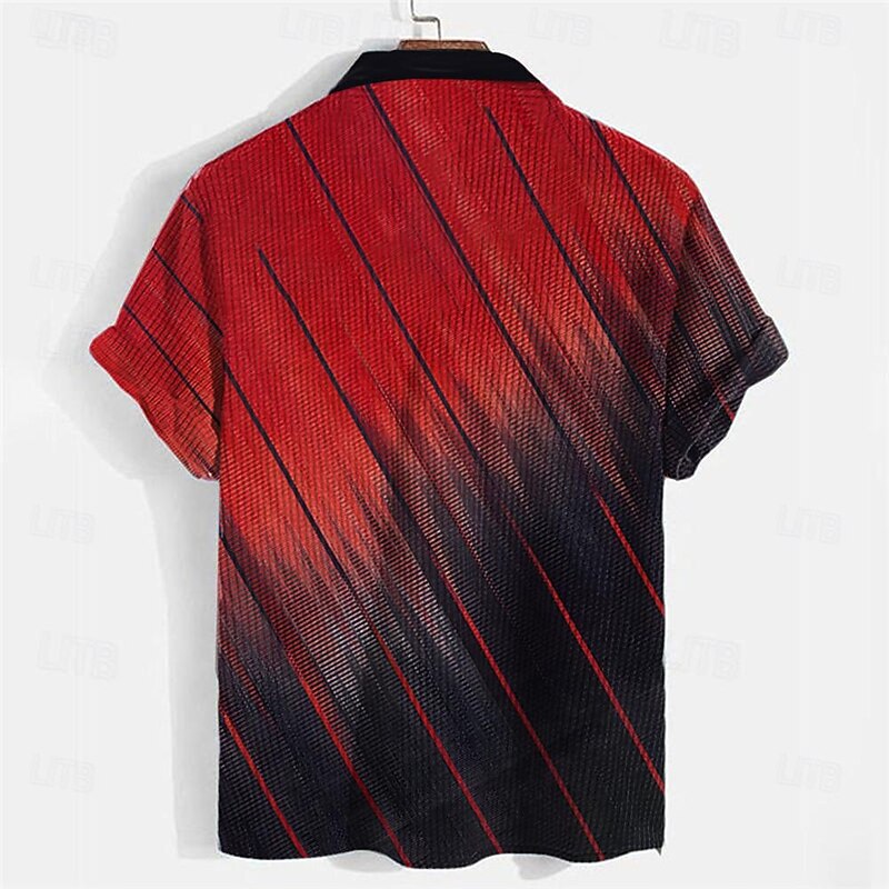 Men's Geometric Waffle Polo Shirts Golf Shirt Short Sleeve Polo Shirts Collared Shirts WorkWear Formal Wear Festival Wear Buttons 3D Print Summer Spring Red2