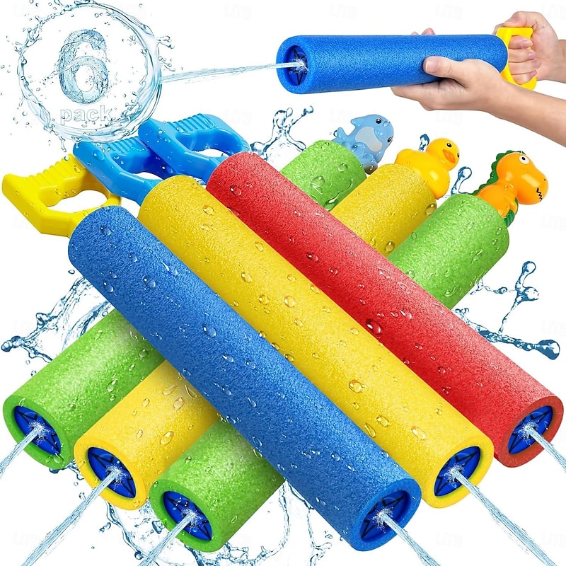 Water Gun 6 Pack Super Water Soaker Blaster Squirt Guns Water Shooter Swimming Pool Beach Summer Party Outdoor Water Game Fighting Toys for Kids Boys Girls